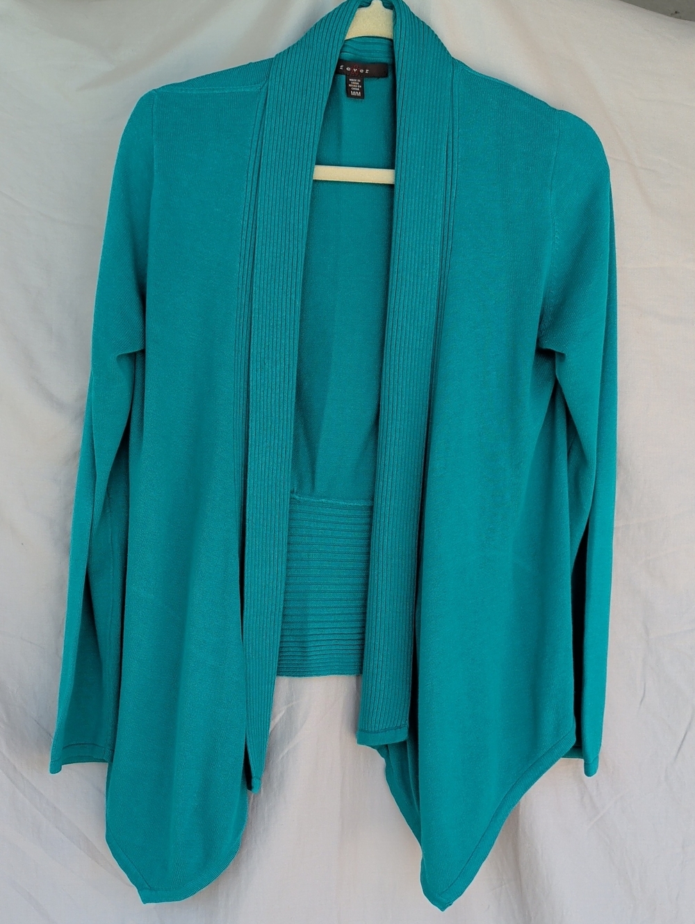 Covington Teal Open-Front Draped Cardigan Lagan Look Career Brunch Versatile